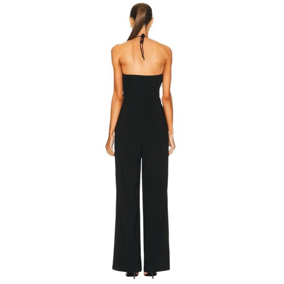 SIMKHAI Gala Plisse Cut Out Jumpsuit in Black 2 Small New Womens Outfit - Picture 4 of 17